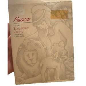 VTG 1993 Longaberger Pottery Germany Angel Series Peace XMAS Cookie‎ Mold/Recipe